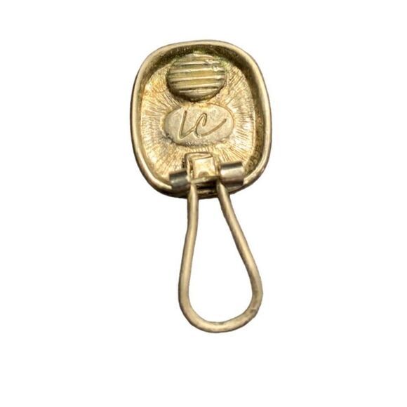 Liz Claiborne signed pewter color with black enamel with silver clip on earrings - Picture 4 of 5